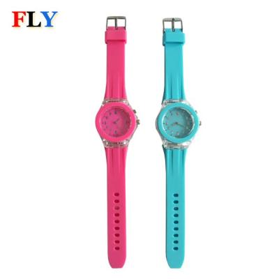 China Non-specific hot sale customized diameter printing flashing light silicone quartz wristwatch for sale