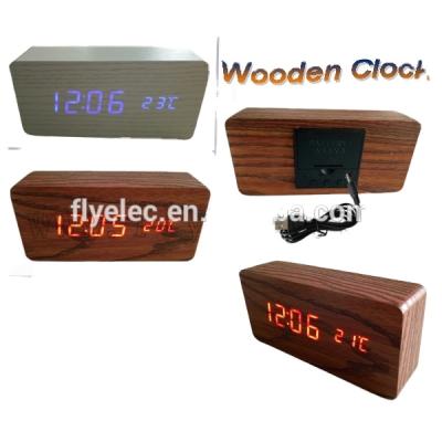 China 2021 style LED digital wooden clock cheap fresh digital wooden cube antique clock for sale