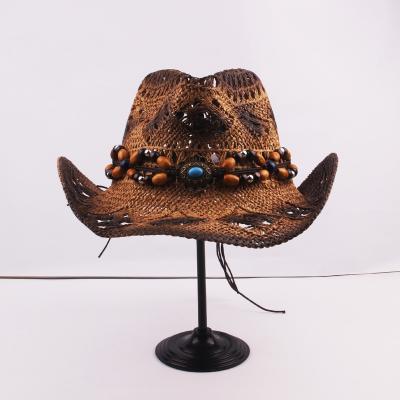 China Wholesale Fashional Latest Design Custom Panama Straw Hat Unisex Wool Felt Straw Cowboy Hats With Adjustable Headband for sale