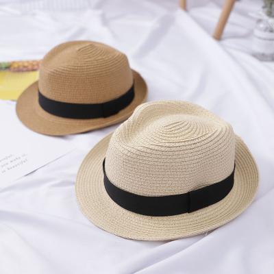 China New Design Fashion Children Panama Hat Summer Beach Sun Hat Unisex Outdoor Straw Hats Children Straw Hats for sale