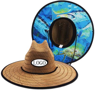 China Fashional Sun Hat Oversized Fishing Sun Hat Patch Pattern Lifeguard Straw Summer Practical Custom High Quality Florida Boating Hats for sale