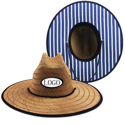 China Wholesale Fashional Jun Ze Manufacturer Personal Logo Big Edge Sombrero Summer Beach Sun Shade Panama Vintage Big Lifeguard Straw Hat for sale