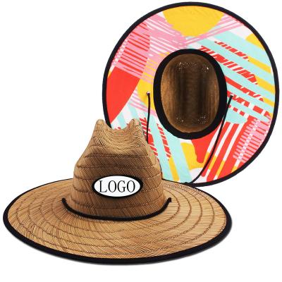 China Wholesale Fashional Stylish New Arrive Lifeguard Natural Straw Beach Hat Sun-proof Wide Brim Design Grass Sun-proof Summer Hat for sale