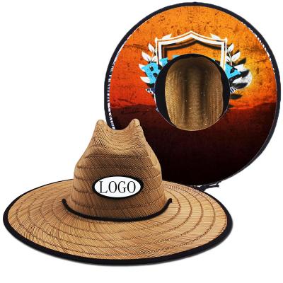 China Fashional Hotselling Custom Lifeguard Hats Straw For Man Fashional Hotselling Graphic Logo Print Image Outdoor Fishing Hat Brim Summer Sun Protection for sale