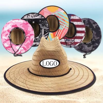 China Fashional Wide Brim Fishermen UPF50 Travel Sun Protection Men Summer Beach Classic Lifeguard Adjustable Outdoor Surfing Straw Hats for sale