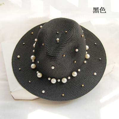 China Fashional Wholesale Straw Fedora Hats Custom Outdoor Summer Beach Sun Raffia Straw Hat For Women Strohhut Grass Bead Foldable Bucket Hat for sale