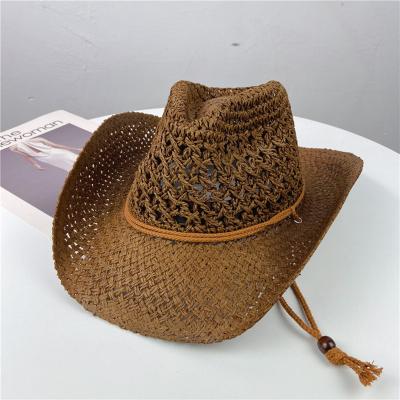 China Wholesale Fashional Straw Cowboy Hat Men Women Oversized Beach Surf Straw Panama Hat Summer Wide Brim Raffia Sun Hat for sale