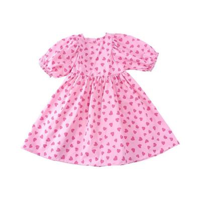 China Casual Best Selling Quality Cotton Short Sleeve Princess Girls Dress Fashion Printed Baby Kids Long Party Dresses for sale