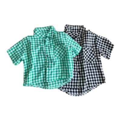 China Breathable Hot New Products Fashion Summer Short Sleeve Kids Plaid Shirts Unisex Children's Clothes for sale