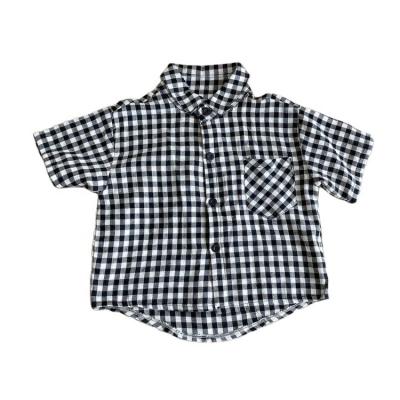 China Breathable Best Selling Quality Summer Children's Clothes Short Sleeve Unisex Plaid Shirts for sale