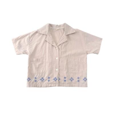 China Breathable Manufacturer Wholesale Summer Kids Clothes Cotton Kids Short Sleeve Pocket Shirts for sale