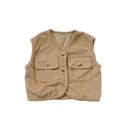 China Breathable Spring autumn clothes Children's corduroy cotton waistcoat New style vest for boys girls kid for sale