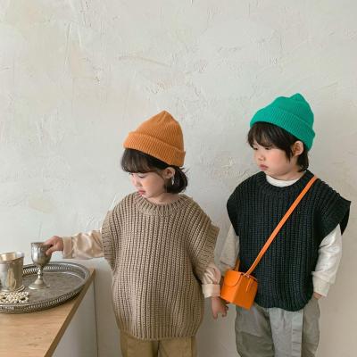 China Anti-wrinkle Autumn Children's thick sweater vest for boys girls causal sweater vest solid color for sale