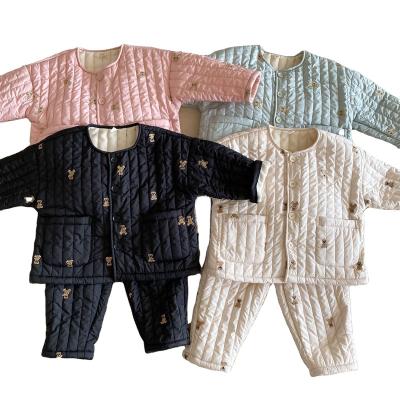 China Thermal autumn winter Children's pajamas kids boys girls cotton jacket fleece thickened home wear sets for sale