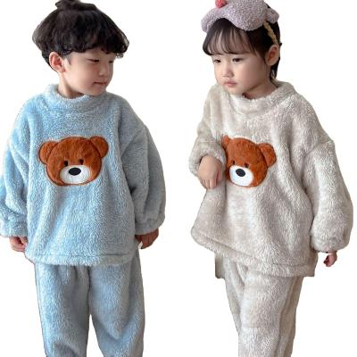 China Thermal Children's velvet pajamas autumn winter kids boys fleece girls' thickened plush flannel home wear sets for sale