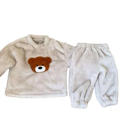 China Thermal Children's  winter velvet pajamas autumn  kids boys fleece girls' thickened plush flannel home wear sets for sale