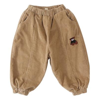 China Breathable New baby boy  girl solid corduroy trousers kids velvet patch casual radish pants wholesale for sale