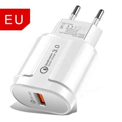 China Micro Quick Charger Adapter 18W Qc3.0 Wall Eu Adapter Charger Usb QC 3.0 Travel Usb Desktop Charger for sale