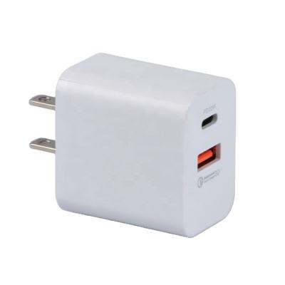 China fast type C PD20W USB C Wall Charger 20w Adapter 2 Wall Charger 20W New Arrival Port Charger QC3.0 Fast Charging USB A Travel Charger for sale