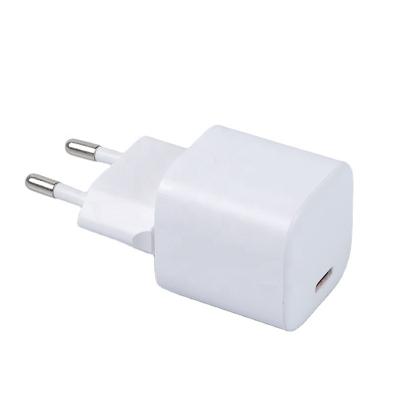 China Custom 20W Quick Charger Mini Logo EU Plug Palladium 20W Wall Charger Adapter USB-C Travel Charger For iPhone 13 for sale