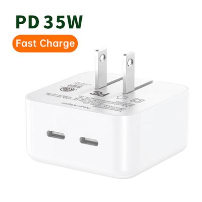 China Fast Charging Double Speed ​​C Charger Double Gan PD 3.0 Dual Type Smart Charger For Iphone Samsung 35W Charger for sale