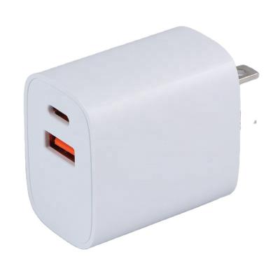 China 20W USB C Fast Charger 2 QC PD Wall Charger QC Wall Charger 20W Dual Port Type Left Fast Charging Mobile Phone USB C Home Charger for sale