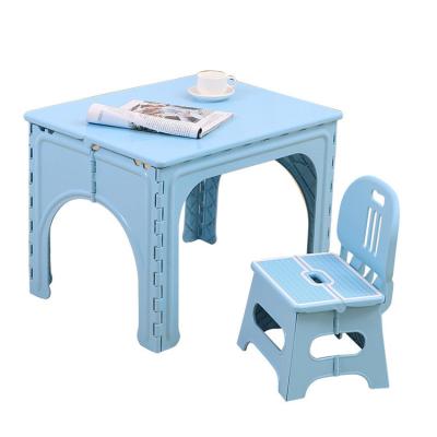 China Colorful Plastic Foldable Child Folding Table Activity Table Set Modern Home Furniture Kids And Toddler Chair for sale