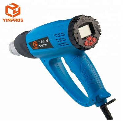 China Professional Industrial Adjustable Electric Shrink Gun Cool/Hot Air 2000W LCD Digital Display Temperature Fan Hot Gun for sale