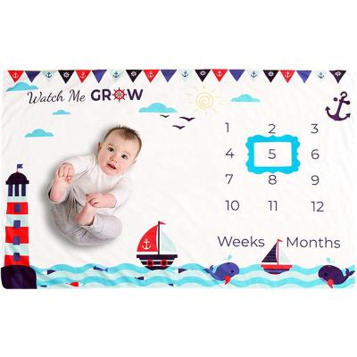 China PORTABLE INS Baby Ocean Dolphin Baby Monthly Milestone Photography Props Background Cloth Commemorate Blanket Girls Boys Blanket for sale