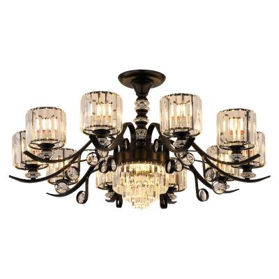 China Chanderlier Crystal Lights Modern Villatic LED Modern Decorative Luxury Black Ceiling Lamp Indoor Lighting Modern Home Decor for sale