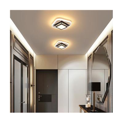 China 22W Bright Color Rendering Crystal LED Corridor Ceiling Light Fixture Modern Gold Black Gold Bright Modern Luxury Square Shape Small Aisle Lamps for sale