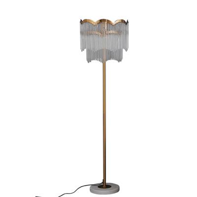 China New Design Standing Floor Lamp Hotel Shade Luxury Nordic Floor Lamp Shade Bedroom Decoration Standing Crystal Glass Standing LED Floor Lamp for sale