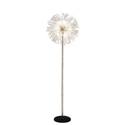 China New Arrival Floor Lamp Shade Floor Lamp Shade Gold/Silver Color Dandelion Shape Modern Standing Crystal LED Corner Floor Lamp For Home Decor for sale