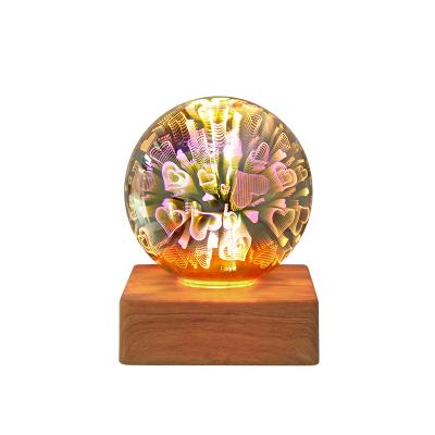 China New-designed USB starry ball flower trend fashion 3D moon night lamp firework sky glass decorative night light for sale