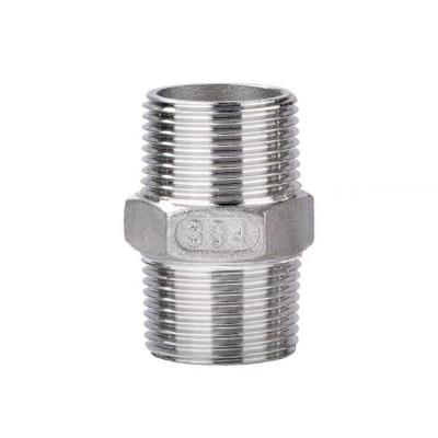 China SS304/SS316 Goods In Stock SS304 Pipe Fittings Stainless Steel BSP NPT Piping Screw Hex High Quality Hydraulic Nipple for sale