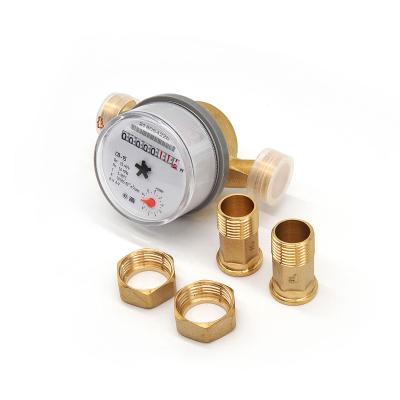 China Dry drial DN15 Single Jet Water Meter Household Medidor De Agua Water Flow Meter Brass Body For Residential Domestic for sale