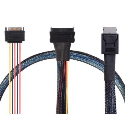 China Computer 0.5m 12gb/s Mini Sas Hd Internal Sff 8643 To U.2 Sff-8639 Cable With 15 Pin Female Sata Connector for sale