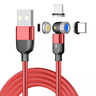 China Strong Magnetic + LED Indicator + 360Â ° High Quality For Phone Charger 3 In 1 540 Rotate Magnetic Charging Type Usb C Cabo 2.4a 1m Micro Data Cable Usb Cable for sale