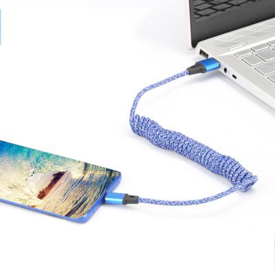 China Mobile Phone Electronic Product New Customize 2m Fast Charger USB Data Charging Flexible Coiled Micro Braided Cable for sale