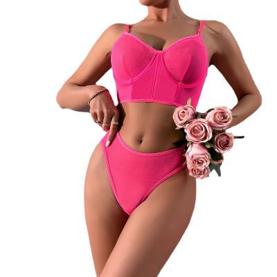 China Best Selling 100% Polyester Plus Size Women's Sexy Lingerie Set Transparent Bra Ladies Underwear for sale