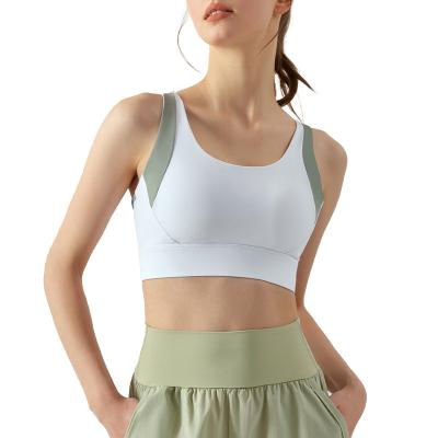 China Color Matching Breathable Women's Sports Bra With Built-in Buckle Seamless Back Yoga Bra Fitness Breathable Vest for sale