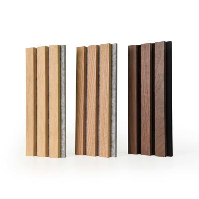 China 2400mm Natural Oak Acoustic Slat Wood Wall Panels With Black Grey Felt Backing for sale