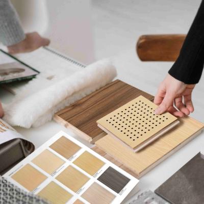 China Modern Style Veneer Acoustic Perforated Wood Panels For Residential Office for sale