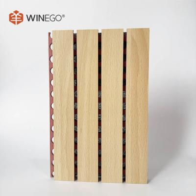 China Interior Soundproofing Grooved Acoustic Panels 2440mm With Red Fire Resistant MDF for sale