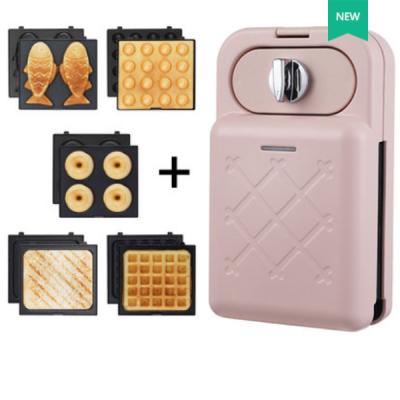 China Non-stick baking surface 2021 global new fashion multifunctional waffle maker and 5 in 1 sandwich breakfast machine for sale