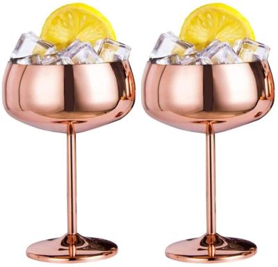 China Modern Party Wedding Long Stem Red Wine Cup Rose Stainless Steel Goblet Wine Glasses for sale