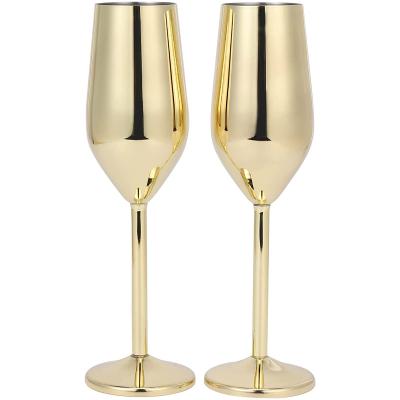 China Wholesale Viable Champagne Party Cocktail Cup Gold Metal Tumbler Stainless Steel Red Wine Glasses for sale