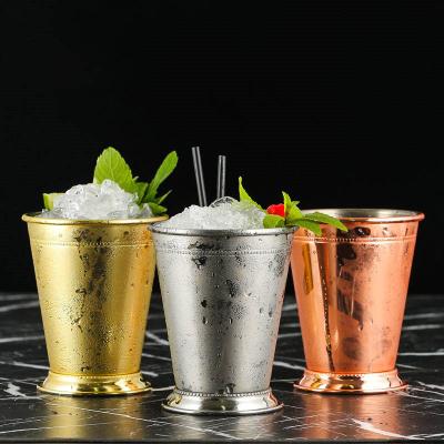 China Viable Wholesale Custom Wine Cocktail Cup Solid Silver Plated Mojito Moscow Mule Mint Julep Stainless Steel-Copper Cup for sale