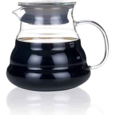 China Sustainable Wholesale Arabic High Temperature Pour Over Measuring Transparent Pyrex Glass Drip Coffee Pot With Cup Lid for sale