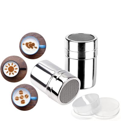 China Sustainable Wholesale Stainless Steel Jar Spray Bottle Salt Sugar Chocolate Powder Cocoa Seasoning Spices Shaker for sale